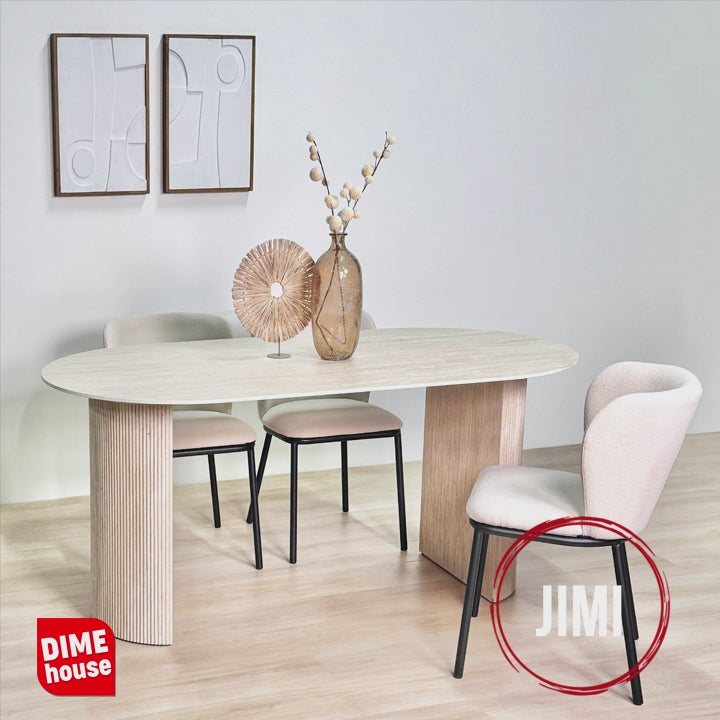 Table de salle à manger Jimi 180x90 cm travertin beige