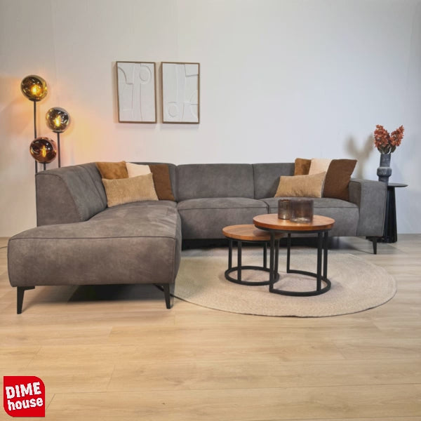 Industriël hoekbank Brisbane eco-leer cognac - links