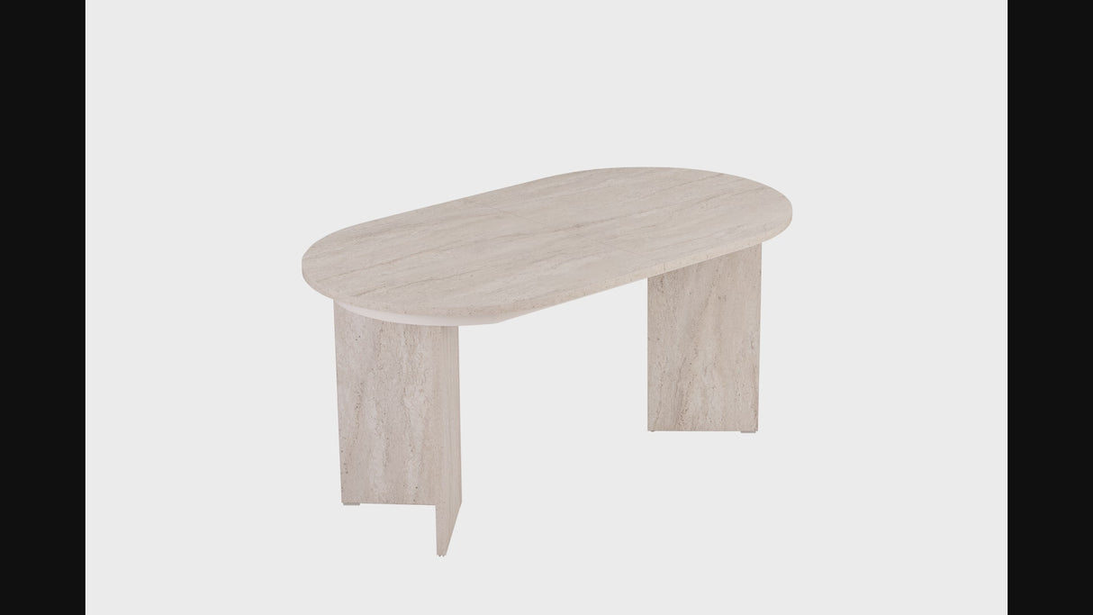 Ovale uitschuifbare tafel travertin - Japandi - 160-200 cm - Sota