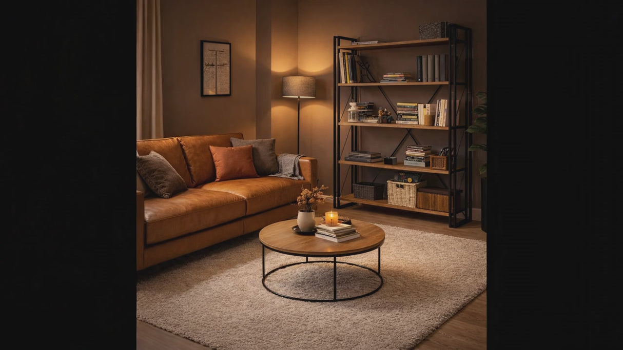 Bibliothèque Cosmo Pine Pine Black Mélamine 130x180x35 cm