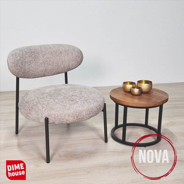 Fauteuil Nova Rond Zandkleurige Stof