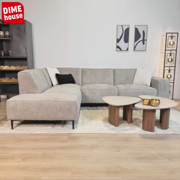 Hoekbank Ravi – Chenille Gemêleerd Grijs – Links