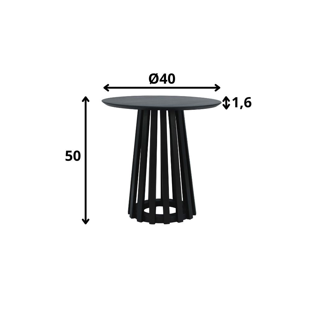 Salontafel Rory Zwart Dimehouse Zwart LxBxH 55x55x55 Acaciahout Witfoto maatindicatie