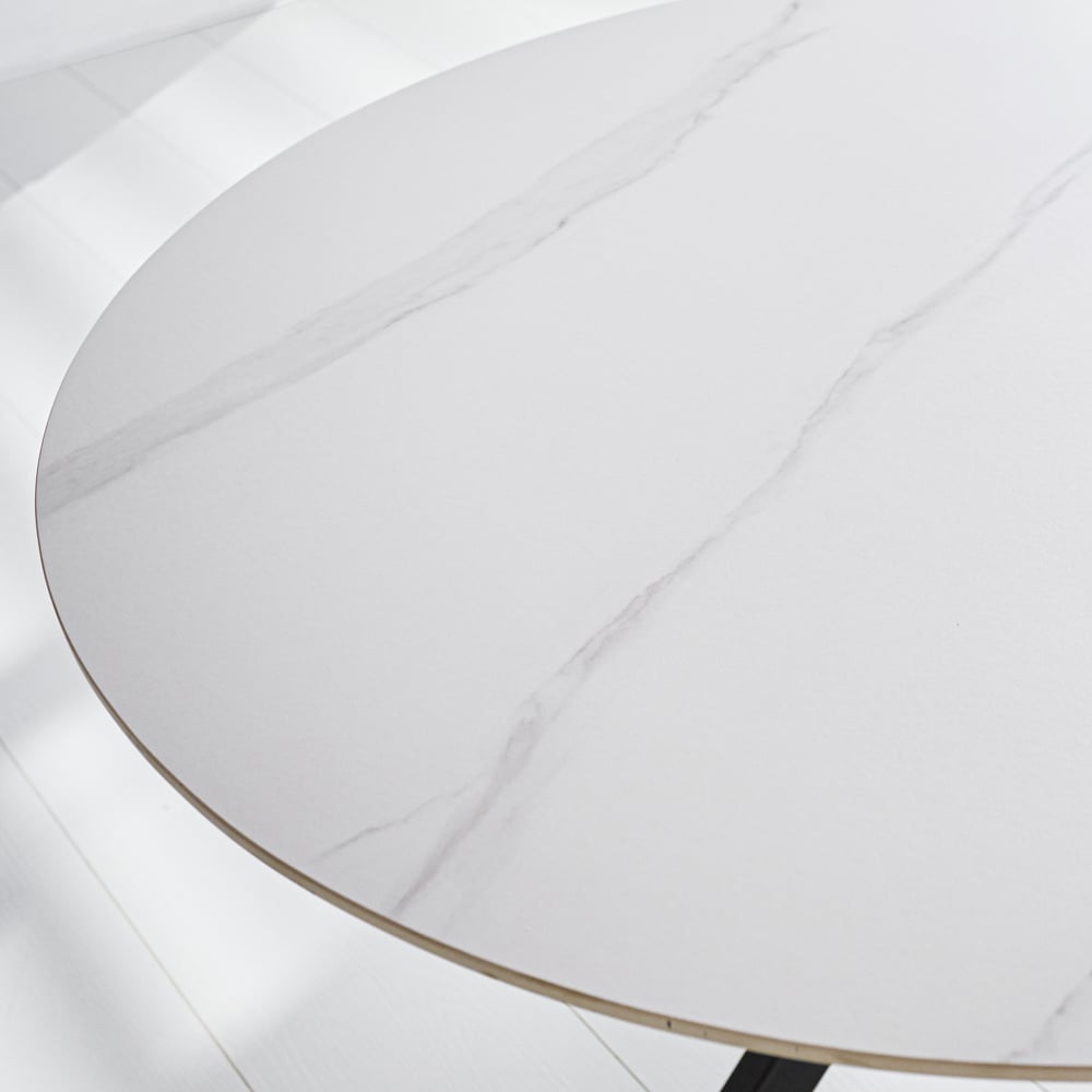 Eettafel Vivian White Dimehouse Wit LxBxH 121x121x11 Sintered stone Sfeerfoto detail