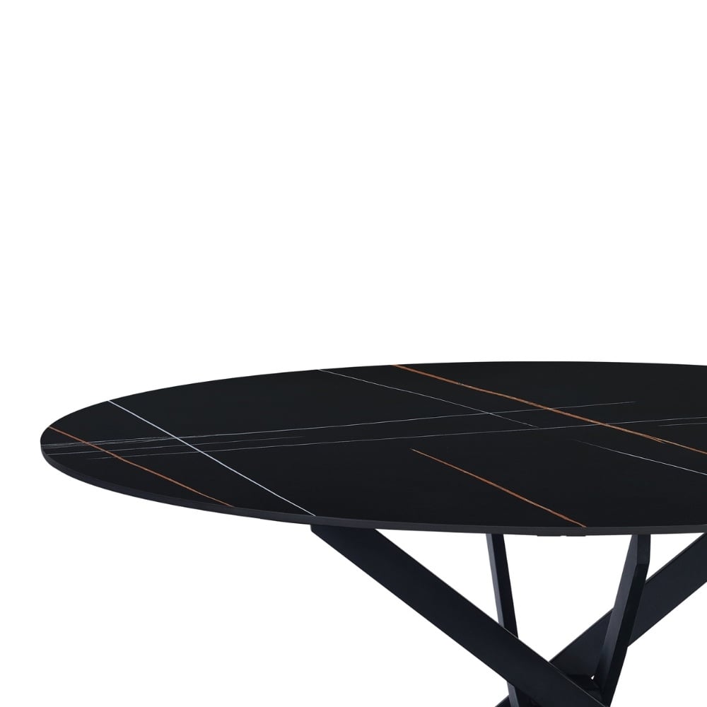 Eettafel Vivian Black Dimehouse Zwart LxBxH 132x132x11 Sintered stone Witfoto detail