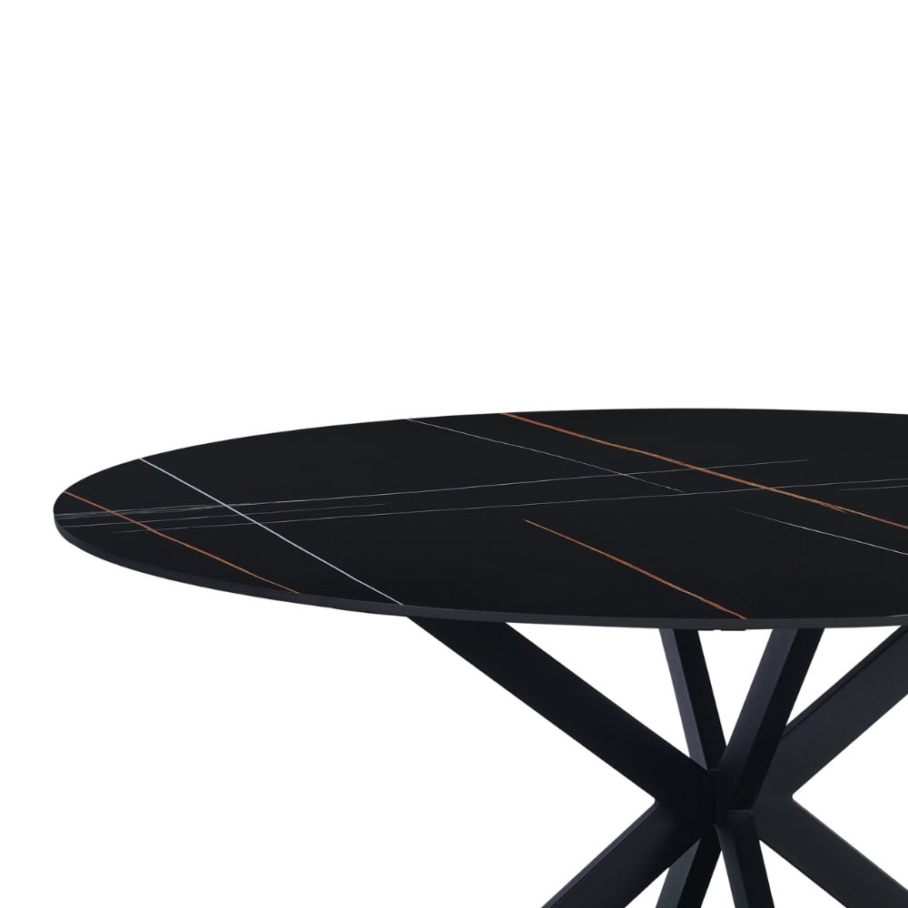 Eettafel Yuna Black Dimehouse Zwart LxBxH 121x121x11 Sintered stone Witfoto detail