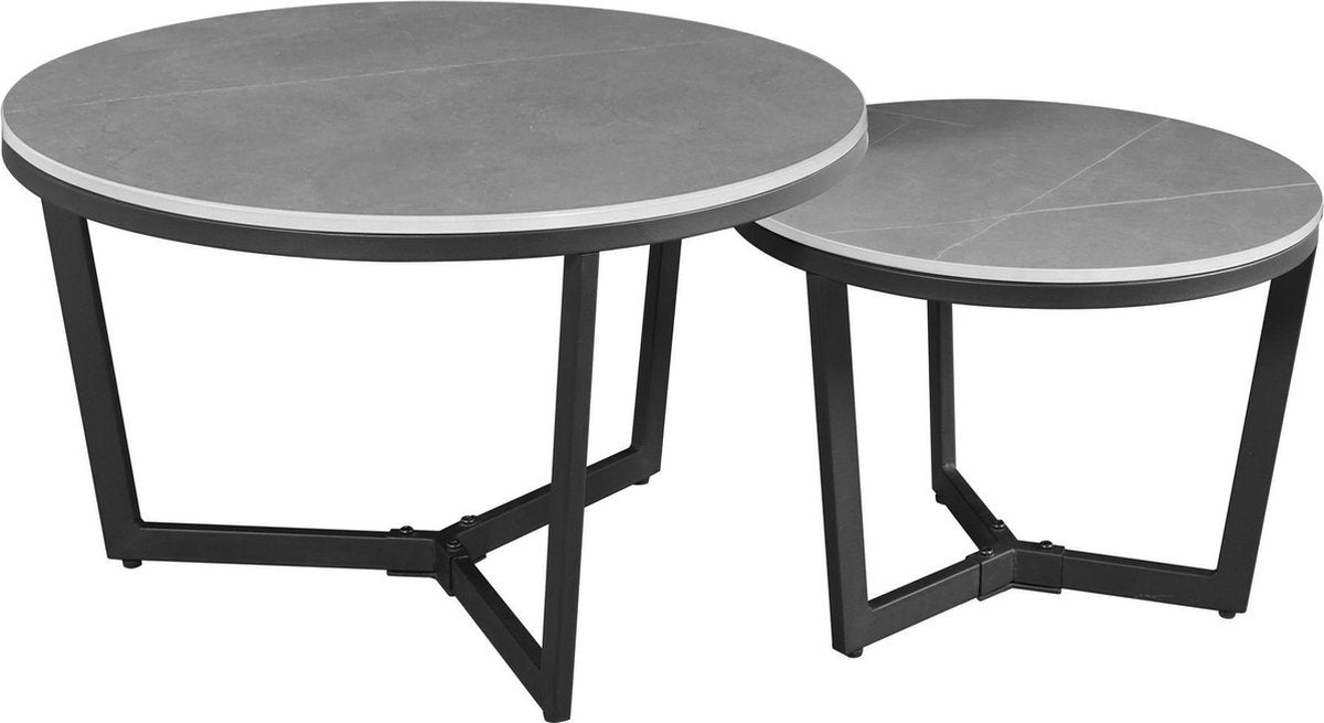 Ensemble de table basse de 2 Brady Round Marmerlook Gray