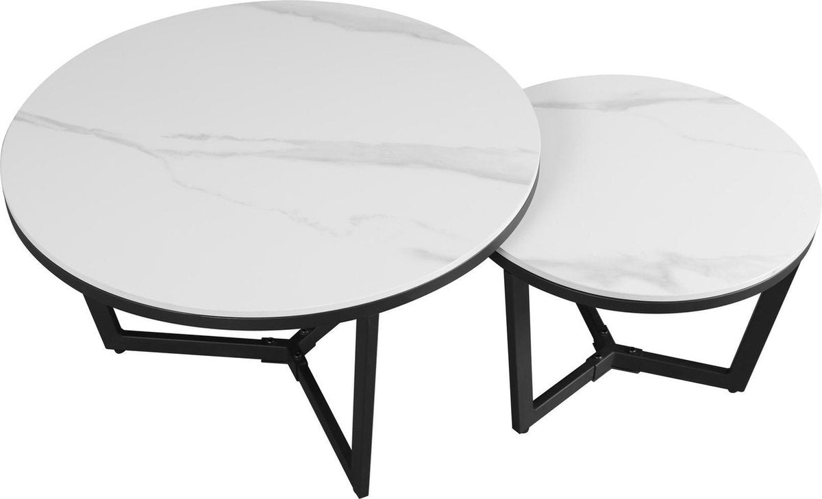 Ensemble de table basse de 2 Brady Rond Marmerlook White