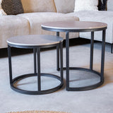 Ronde Salontafel Set van 2 Sintered Stone Marmerlook Paige Grijs