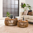 Table basse Hans DH Intérieur Mangue LxlxH 88x88x45 Bois de manguier Photo d'ambiance vue de face diagonale