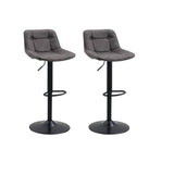 Ensemble de 2 Tabourets de Bar Industriels Rotatifs Anthracite en Tissu Microfibre Keston - Réglable 