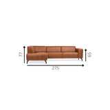 Bank Barin DeGeBe Cognac LxBxH 213x97x65 Stof Witfoto maatindicatie