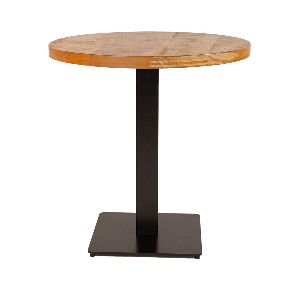 Eettafel Bistrotafel Rond Dimehouse Bruin LxBxH 97x97x7 Mangohout Witfoto vooraanzicht