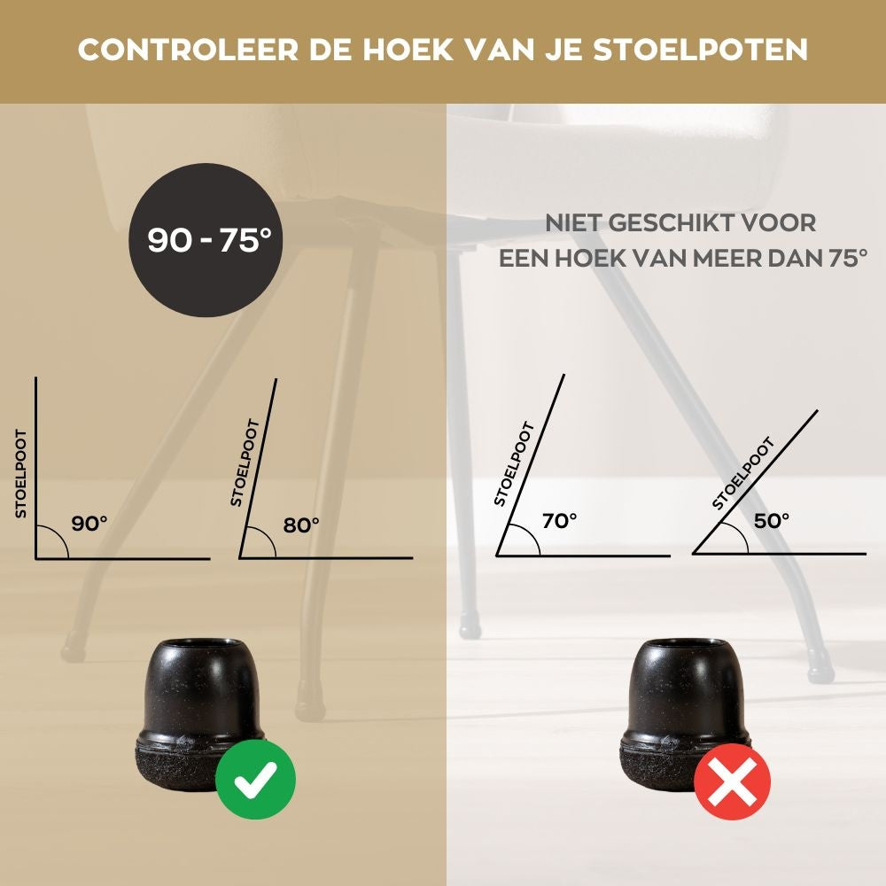 Floor protector felt - round black 19-25 Zwart