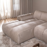 Canapés-Canapé d'angle lounge tissu texturé velours beige - rayures - gauche - Brix-Dimehouse
